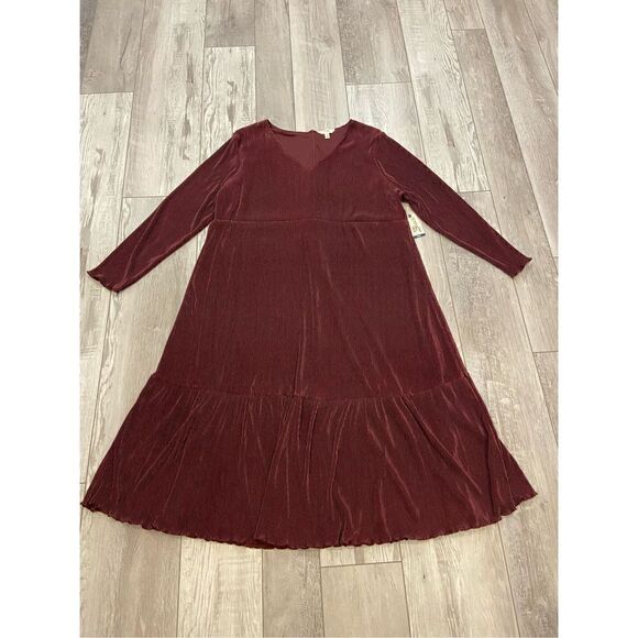 Terra & Sky plus size burgundy, maxi dress size 2X - Picture 1 of 12